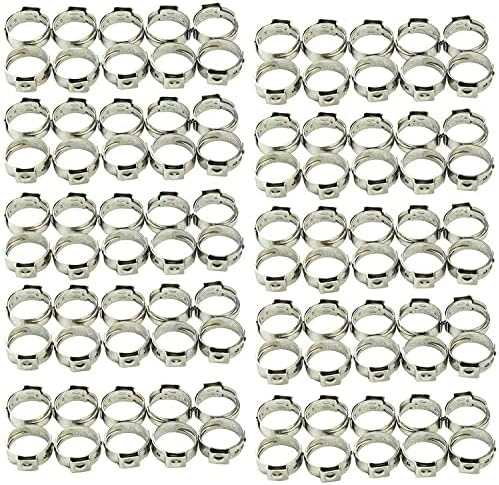 100 парчиња 3/8 инчи прстени за прицврстувачи на прстени, 304 прстени од не'рѓосувачки челик, прицврстувачи за прицврстувачи на цевки