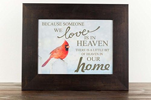 Затоа што некој што го сакаш е на небото дома Црвен кардинал религиозен врамен уметнички декор 13х16