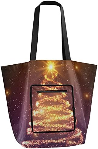 Божиќно шарено дрво преклопено рамо торбичка торба за еднократна употреба на намирници, тешка школа торба за купување торба за спортско