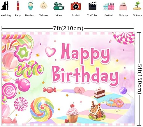 Ticuenicoa 7 × 5ft Candyland роденден за роденден Cupcake бонбони куќа крофна слатки деца девојки роденденска забава банер украси девојки