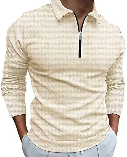 Машки 1/4 поштенски маици со долги ракави врвови на кошулата мода сол -боја, исклучете ја јака случајна блуза есен зима 2022 година