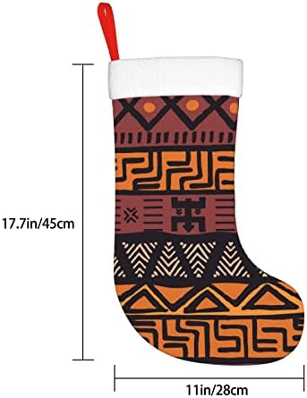 Yilequan 18 инчи Божиќни чорапи класични чорапи, племенска африканска кал крпа, за украси за семејни празници Божиќни забави