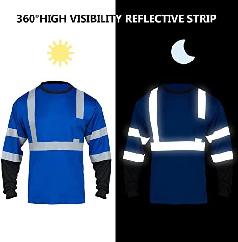 Безбедносни кошули со висока видливост на Fonirra за мажи рефлектираат ANSI класа 2 долг ракав Здраво на маицата за градежни работи