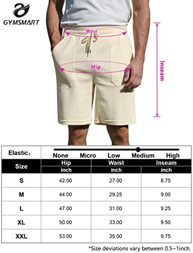 Gymsmart машки потти со пот со џеб летни летни вафли шорцеви за влечење на еластична половината што работи шорцеви