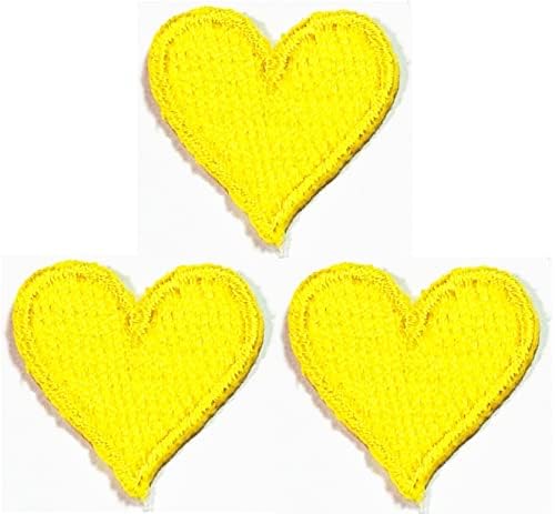 Кленплус 3 парчиња. Мини Жолто Срце Лепенка Занаети Уметност Шиење Поправка Срца Везено Железо На Шиење На Лепенки За Значки ЗА ФАРМЕРКИ