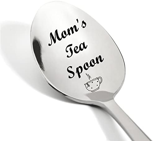 Мама чај врежана лажица, мама overубител на чај подароци лажица не'рѓосувачки челик лажичка подарок за роденден на мајката роденден
