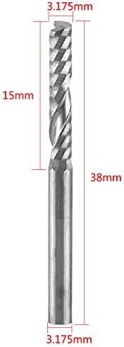 Walfront 10pcs 3.175 * 15мм единечен флејта волфрам карбид крајни мелници CNC битови за дрвени акрилни сечење спирални рутер