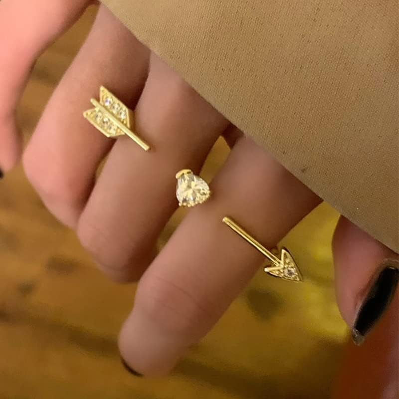 Ојлма стил Купидон срцев рингс за жени прилагодливи со два прстенести прстен цирконски шарм накит свадба двојка BFF - JZ1652G -ZY1 - Без