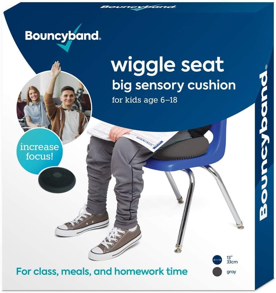 Пакетот во училницата Bouncyband-Wiggle Seat, 10 Pack-Blue, 10,75 ”D-Мала сензорна перница за деца на возраст од 3-7 години-промовира