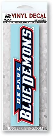 Налепници на Универзитетот Депаул Сини демони целосна Wordmark Logo Car Decal Teheightudity Wetterproof Официјално лиценциран NCAA винил