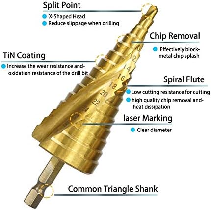 Спирална флуидна чекори обложена HSS јадрото бит спирален спирален жлеб чекор вежба Бит поставена алатка за напојување 4-12/20/32мм машина
