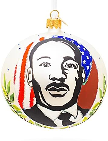 Мартин Лутер Кинг rуниор МЛК стаклена топка Божиќ украс 4 инчи