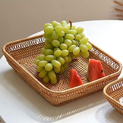Ахфам сервиси за сервиси 2 парчиња ткаени корпа за складирање ратан леб корпа за овошје за домашна кујна биро за бонбони