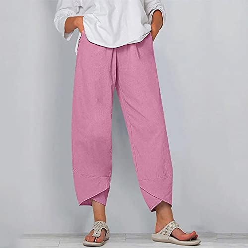 Felwors llinen панталони за жени лабаво вклопување, дневни панталони лесни печатени летни дното цветни панталони со џемпери панталони
