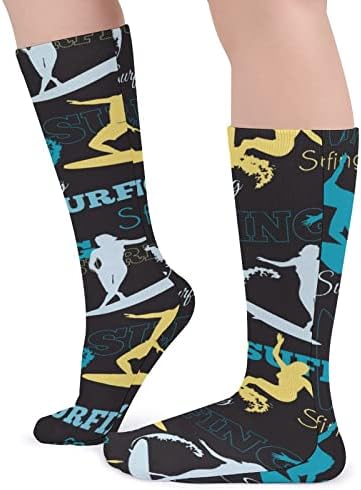 Плевел СУРФАЊЕ Луѓе Калифорнија Дебели Чорапи Новина Смешно Печатење Графички Обични Чорапи Со Топла Средна Цевка За Зима