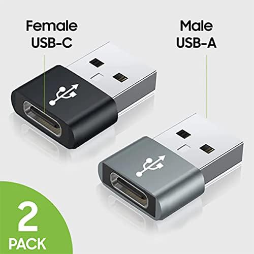 USB-C женски до USB машки брз адаптер компатибилен со вашиот Dell XPS 14Z-L212X за полнач, синхронизација, OTG уреди како тастатура,