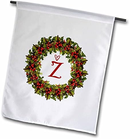 3drose Letter Z- црвен бери холи со скриптно срце - знамиња