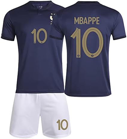 HappxixItm Франција Дома/гостински фудбалски дрес за мажи жени млади деца фудбалски дрес со шорцеви и чорап