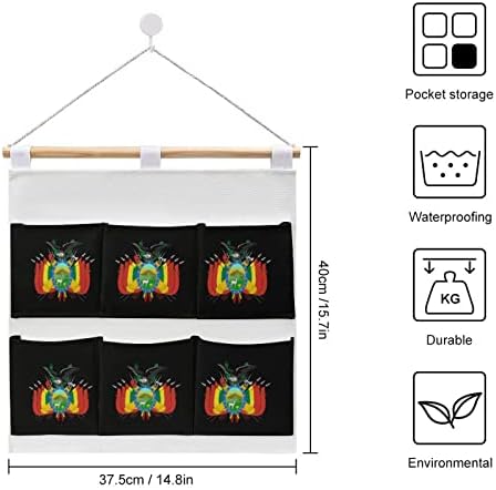 Грб На Боливија Ѕид Плакарот Виси Торба За Складирање 6 Џебови Лен Памук Над Вратата Организатор Торбички За Спална Соба Бања