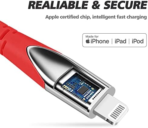 KINPS 2 Пакет 10FT/3m USB C До Молња Брзо Полнење Кабел Мфи Сертифициран сива &засилувач; Црвено