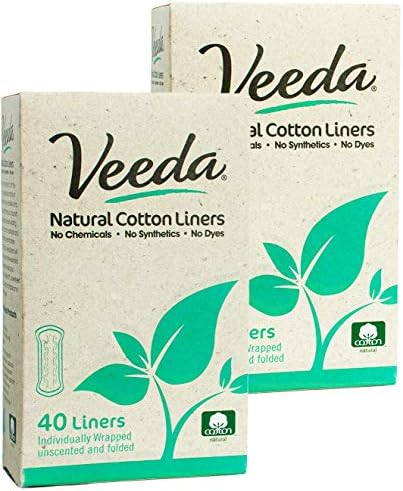 Veeda Ultra Thin Tkrational Potton Liners, женските облоги за дишење на жените се секогаш хлор пестициди и токсин без токсин, 40 брои