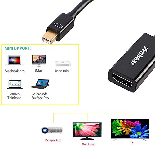 Anbear Mini Displayport ДО HDMI Адаптер Thunderbolt на HDMI Кабел, Позлатен HDMI До Мини Дисплеј Адаптер Компатибилен Со Macbook Pro, Macbook
