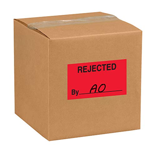 „Одбиени од„ етикети/налепници, 3 „x 5“, флуоресцентно црвено, 500 етикети по ролна
