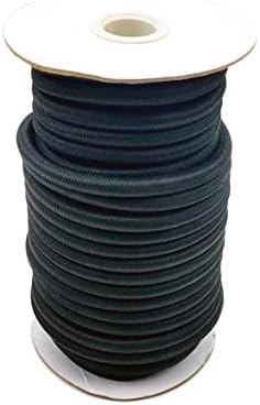 Полиестерски кабел за банџи, 1/4 50 нозе - Еластичен кабел за шок од морско одделение - црна дакрон банги јаже ролна за DIY проекти, спуштени