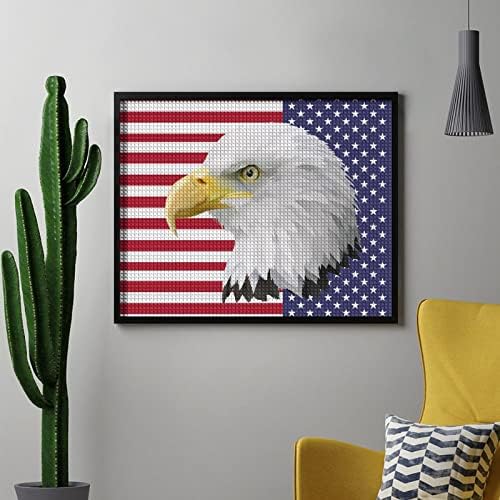 Американско знаме ќелав орел плоштад целосна вежба Дијамантски комплети за сликање за возрасни слика кристална wallидна уметност дома украс