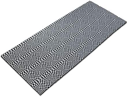 Геометриски геометриски јога-мат пешкир, карирана шема на жлебна слика инспирирана со халуцинаторни форми, не-лизгање на пот-абсорбента