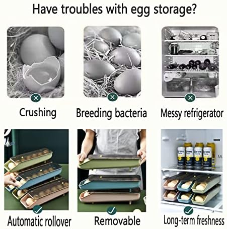 Контејнер за јајца Qeeheng за фрижидер 2 пакет, држач за јајца за фрижидер, канта за организатор за чување на јајца, прилагодлив и сад за складирање на јајца за заштеда н