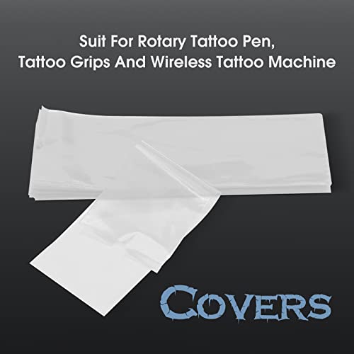 Инкин 200 парчиња за еднократна употреба Пенки за тетоважа со капаци на кабел за заштитете ја чистата заштитени решетки DC RCA Клип кабел за ракави