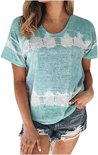 Comigeewa Графички преголеми маички за тинејџерки кратки ракави екипаж вратот Бранч Архаични ленти со блузи со блузи, жени 2023 В.М.