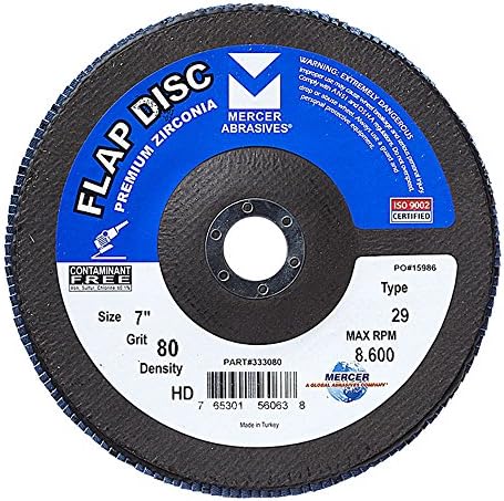 Mercer Industries 333080 Icronia Flap Disc, висока густина, тип 29, 7 x 7/8, Grit 80, 10 пакет