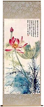 Зорило свилен скрол збор за сликарство ориентален декоралиен магацин кинески лотос цвет сликарство wallид свиток виси слика 45 x 140