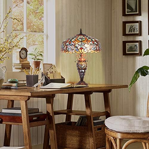 Капулина Тифани ламба ламба за стакло маса 18x18x25 инчи 3-светло цвет мајка-ќерка, вазна, вазна, биро за читање светло декор за домашна спална