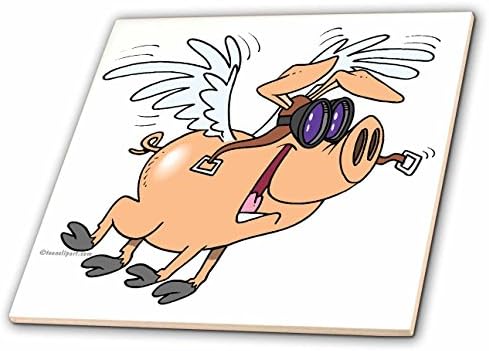3dRose ct_104061_1 Смешно Летање Свиња Флаер Цртан Филм-Керамичка Плочка, 4-Инчен