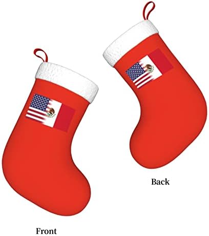TZT Американско знаме имексиканско знаме Божиќни чорапи, подароци за одмор на Божиќни празници за украси за семејни празници 18-инчни