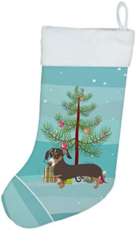 Богатства на Каролина WDK2990CS DACHSHUND CHOCOTON and TAN Божиќ Божиќно порибување, камин што виси чорапи Божиќна сезона забава