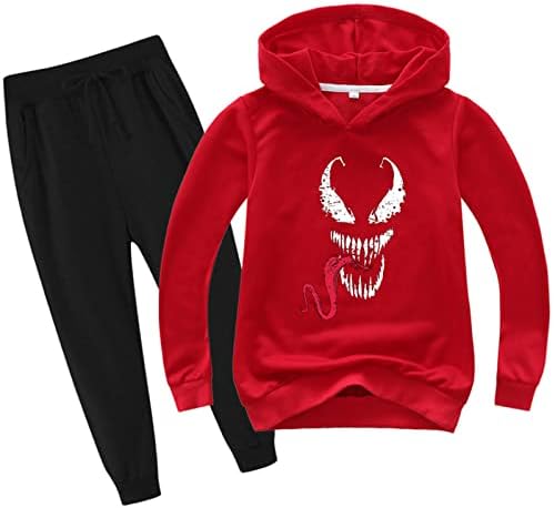 Leoorz Kids Venom Повлечете се на џемперите за џемпери пулвер обичен џемпер 2 парчиња облека за тренерки за момчиња девојчиња