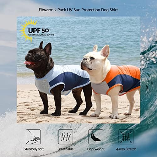 Fitwarm 2 Пакет UPF 50+ Ув Заштита Од Сонце Кошула За Кучиња, Брза Сува Летна Облека За Кучиња За Мали Кучиња Момче Девојче, Лесен