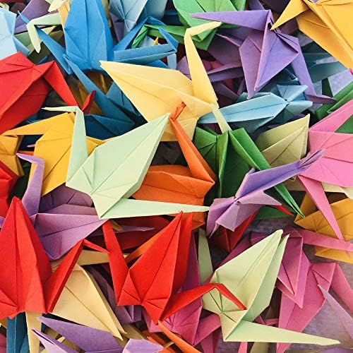 100 парчиња преклопени виножитни оригами кранови предмеда хартиени кранови рачно изработени DIY птици украси за свадбена забава роденденски