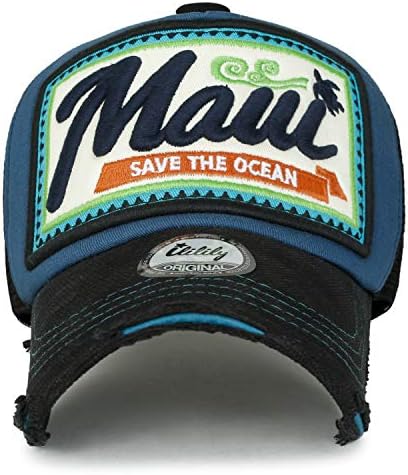 Ililily Maui везење лепенка обична мрежа за бејзбол капаче потресена капа за камионџии