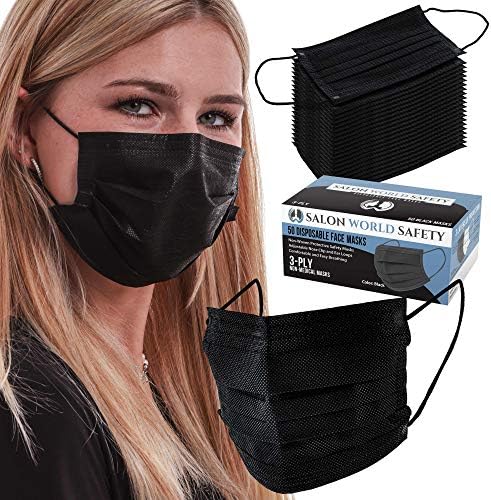 TCP Глобален салон Светска безбедност - црно безбедносно лице маски за еднократна употреба 3 -пар PPE