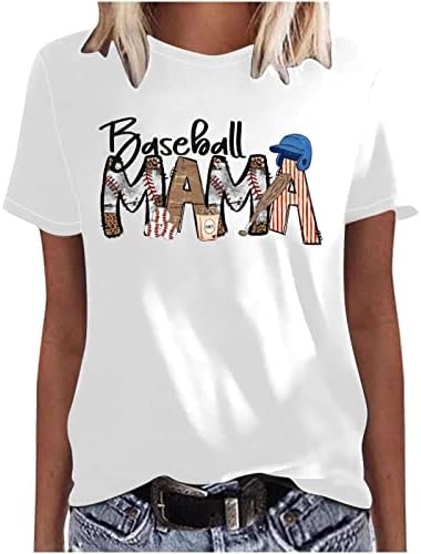 Emенски екипаж Спандекс Блуза Спорт Атлетик Мајки Ден на врвовите на кратки ракави Бејзбол мама графичка блуза 2023