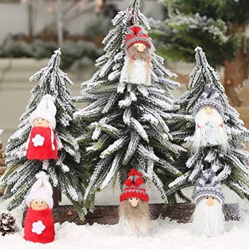 Среќен украс за плетење 2 пар мали божиќни фигурини кукли играчки Божиќ висечки украси Санта елф присутни кукли за порибување сантаур украс