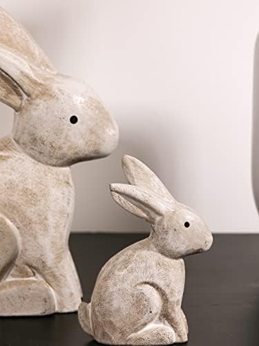 ДН декорација Дрвена античка бела 3Д зајаче зајак фигурини за пролетен сет за подароци за велигденски декор од 2