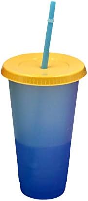 Wzw19p чаша за промена на бојата со капакот и слама пластична ладна вода возрасна ледена код