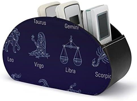 Зодијациски знаци на држач за далечински управувач на небото со 5 оддели PU кожа мути-функционална канцелариска организација на табела
