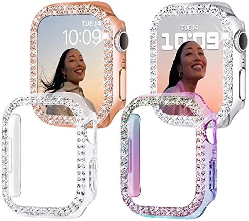 Wingle 4 пакет компатибилен со Apple Watch Series 8 41mm Cover Cover, Crystal Bling Case Diamond Protective Face Cover Protector Praply Frame
